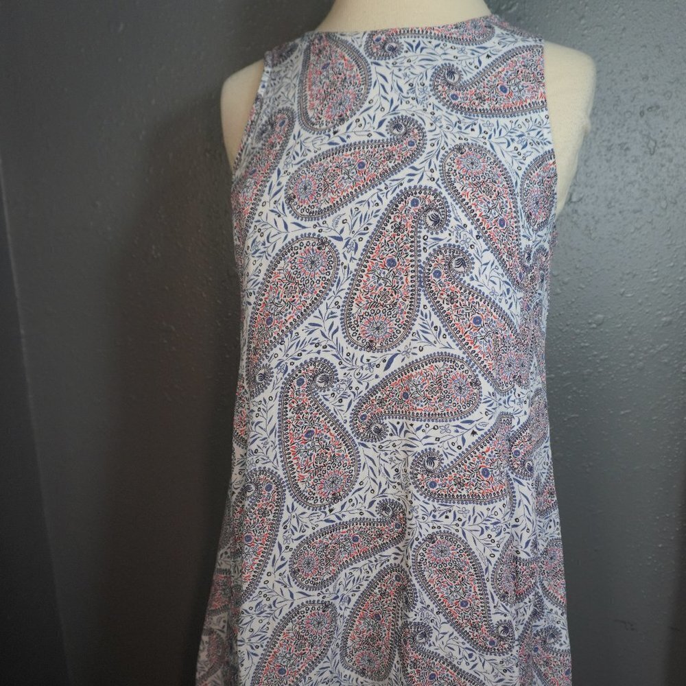 Old Navy Women’s White Paisley Print Sleeveless Mini Tank Dress Size Small - Picture 1 of 6